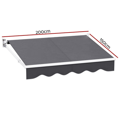 Instahut Retractable Folding Arm Awning Motorised Sunshade 2Mx1.5M Grey AWN-B-ARM-REMOTE-20X15-GREY