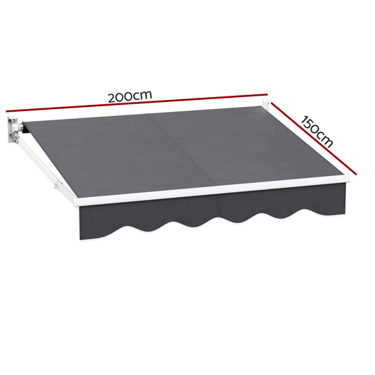 Instahut Retractable Folding Arm Awning Motorised Sunshade 2Mx1.5M Grey AWN-B-ARM-REMOTE-20X15-GREY
