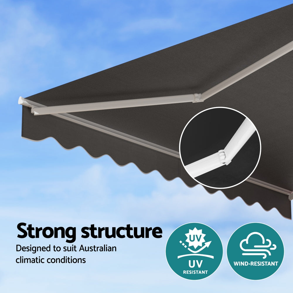 Instahut Retractable Folding Arm Awning Motorised Sunshade 3M X 2M Grey AWN-B-ARM-REMOTE-30X20-GREY