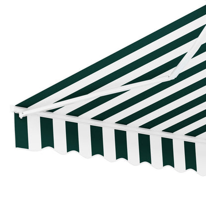 Instahut Retractable Folding Arm Awning Motorised Sunshade 3Mx2.5M Green White AWN-B-ARM-REMOTE-30X25-GNWH