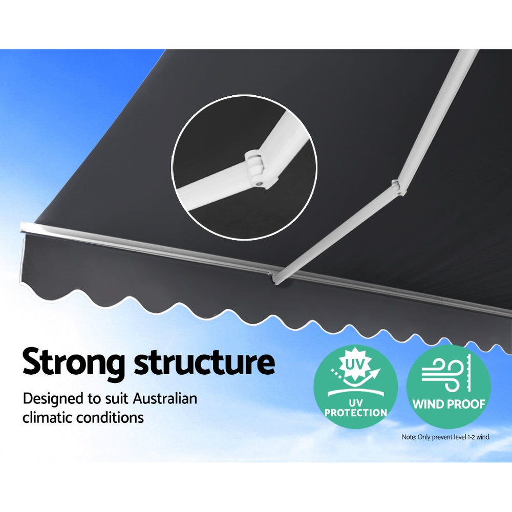 Instahut Retractable Folding Arm Awning Motorised Sunshade 3Mx2.5M Grey AWN-B-ARM-REMOTE-30X25-GREY