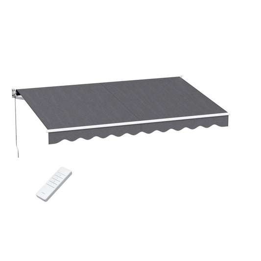 Instahut Retractable Folding Arm Awning Motorised Sunshade 3.5M X 2.5M Grey AWN-B-ARM-REMOTE-35X25-GREY