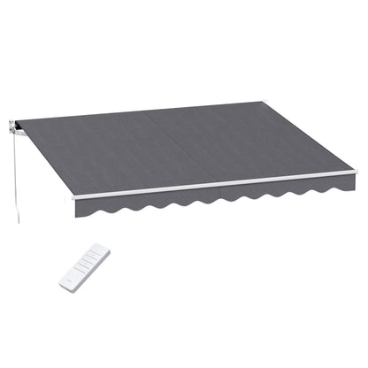 Instahut Retractable Folding Arm Awning Motorised Sunshade 3.5M X 3M Grey AWN-B-ARM-REMOTE-35X30-GREY