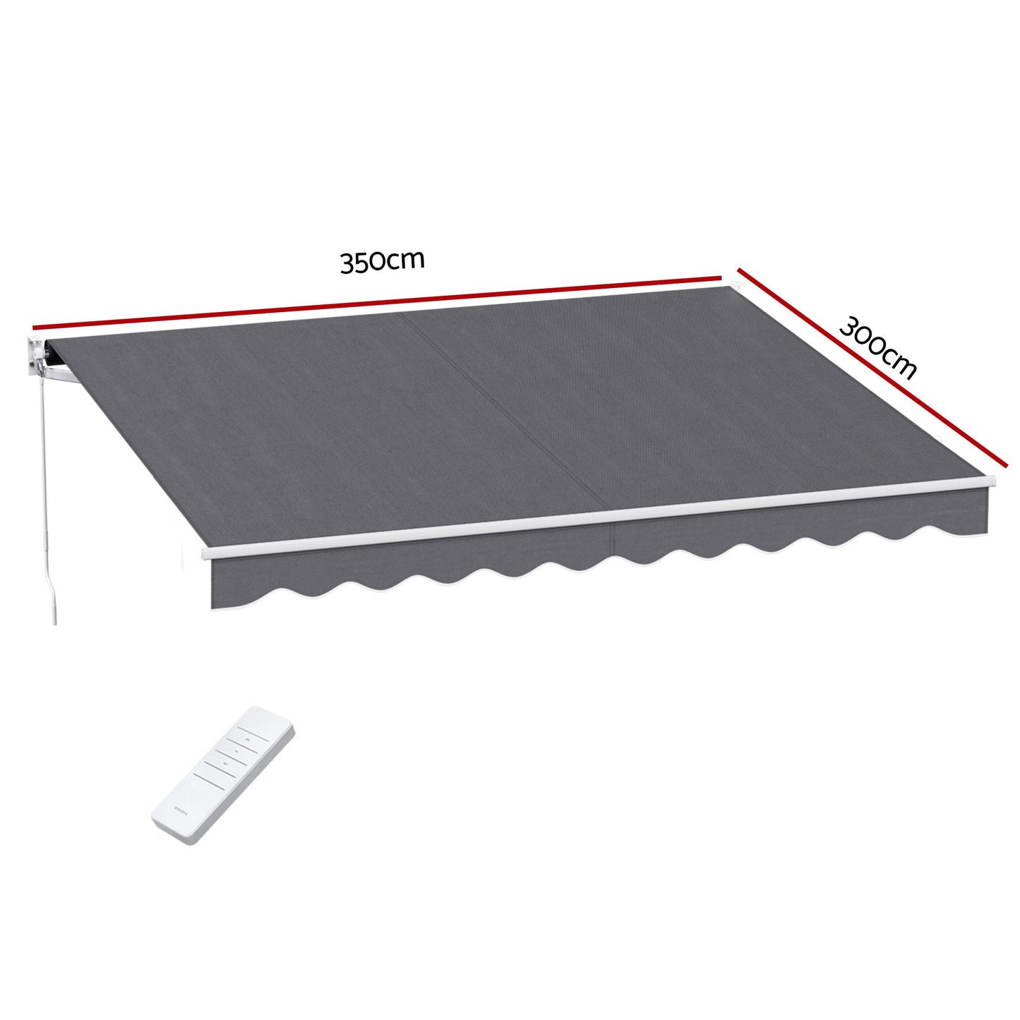 Instahut Retractable Folding Arm Awning Motorised Sunshade 3.5M X 3M Grey AWN-B-ARM-REMOTE-35X30-GREY