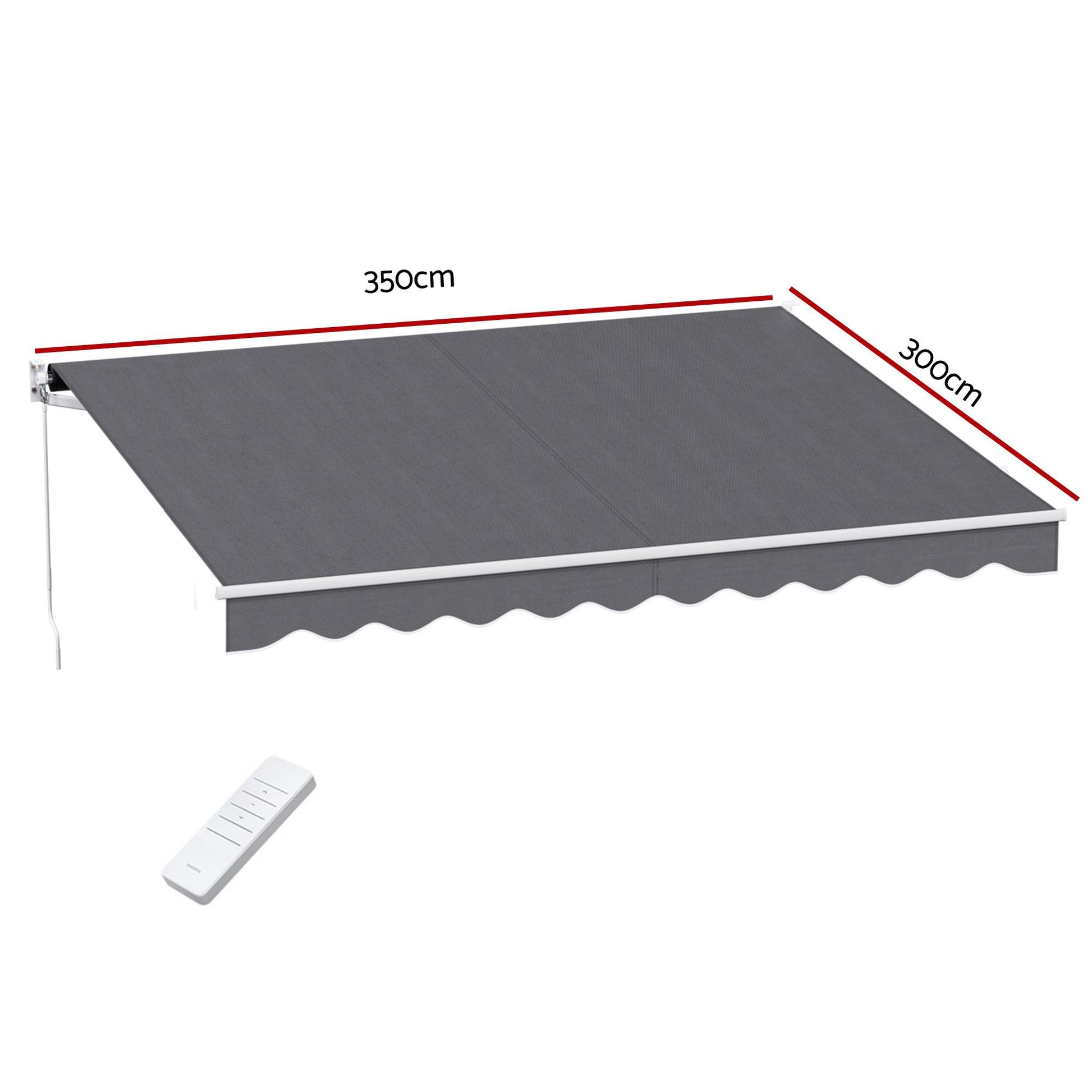 Instahut Retractable Folding Arm Awning Motorised Sunshade 3.5M X 3M Grey AWN-B-ARM-REMOTE-35X30-GREY