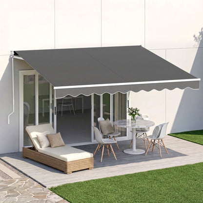 Instahut Retractable Folding Arm Awning Motorised Sunshade 3.5M X 3M Grey AWN-B-ARM-REMOTE-35X30-GREY