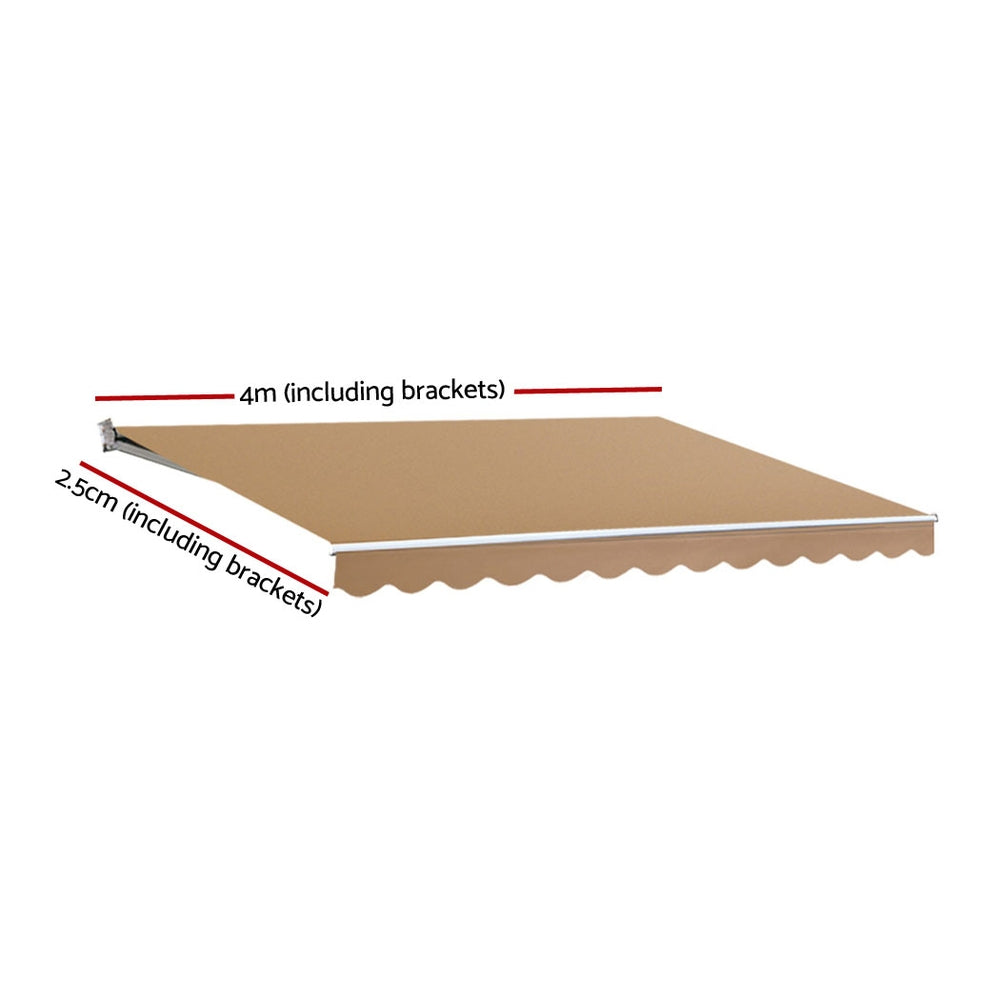 Instahut Retractable Folding Arm Awning Motorised Sunshade 4Mx2.5M Beige AWN-B-ARM-REMOTE-40X25-BEIGE