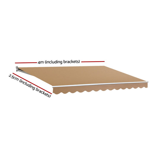 Instahut Retractable Folding Arm Awning Motorised Sunshade 4Mx2.5M Beige AWN-B-ARM-REMOTE-40X25-BEIGE
