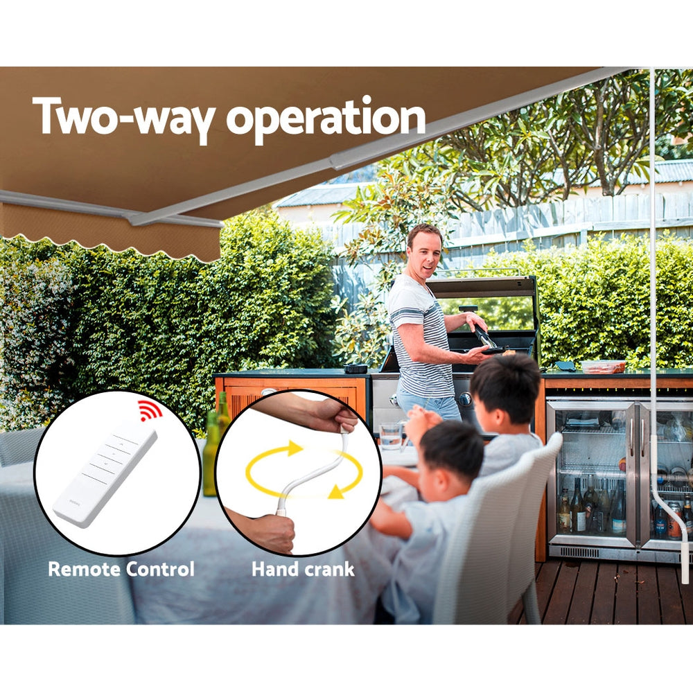 Instahut Retractable Folding Arm Awning Motorised Sunshade 4Mx2.5M Beige AWN-B-ARM-REMOTE-40X25-BEIGE