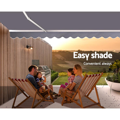 Instahut Retractable Folding Arm Awning Motorised Sunshade 4Mx2.5M Pearl Grey AWN-B-ARM-REMOTE-40X25-PEGR