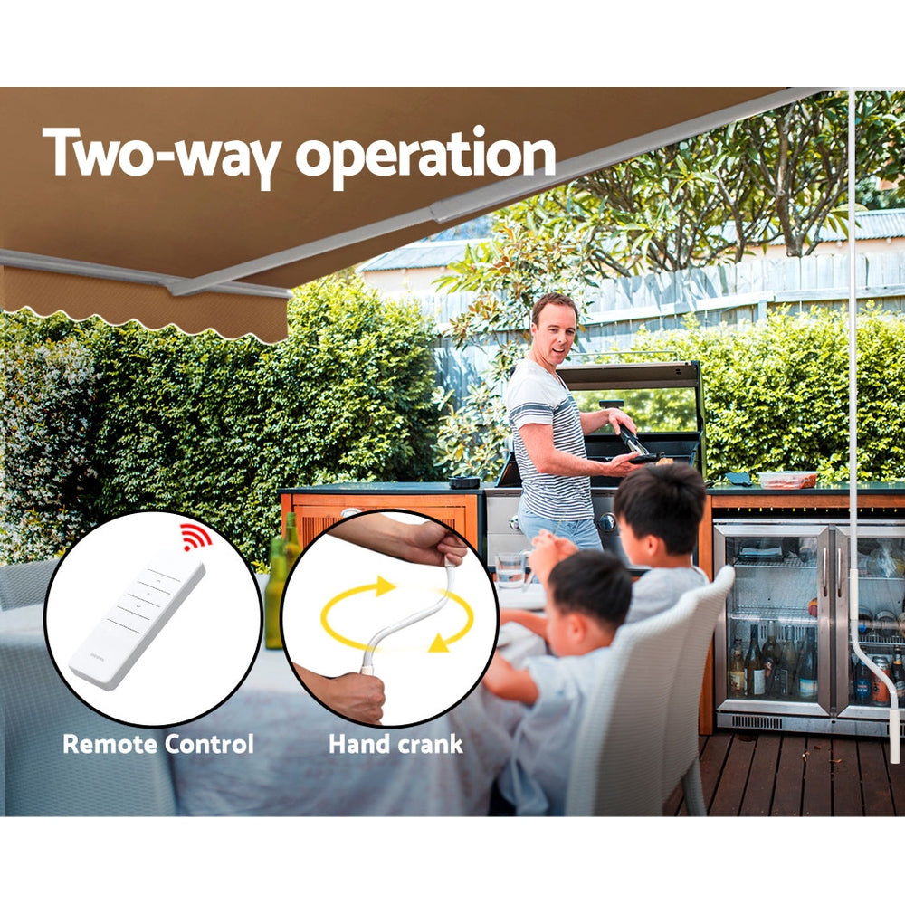 Instahut Retractable Folding Arm Awning Motorised Sunshade 4Mx3M Beige AWN-B-ARM-REMOTE-40X30-BEIGE