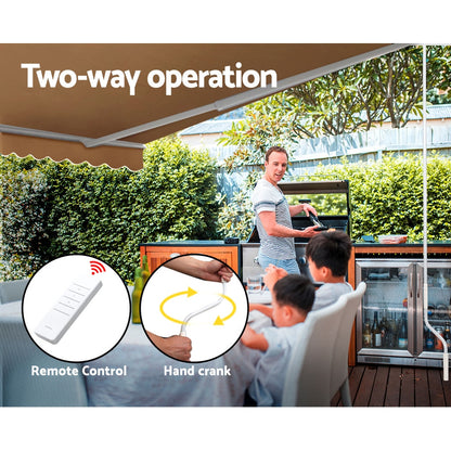 Instahut Retractable Folding Arm Awning Motorised Sunshade 4Mx3M Beige AWN-B-ARM-REMOTE-40X30-BEIGE