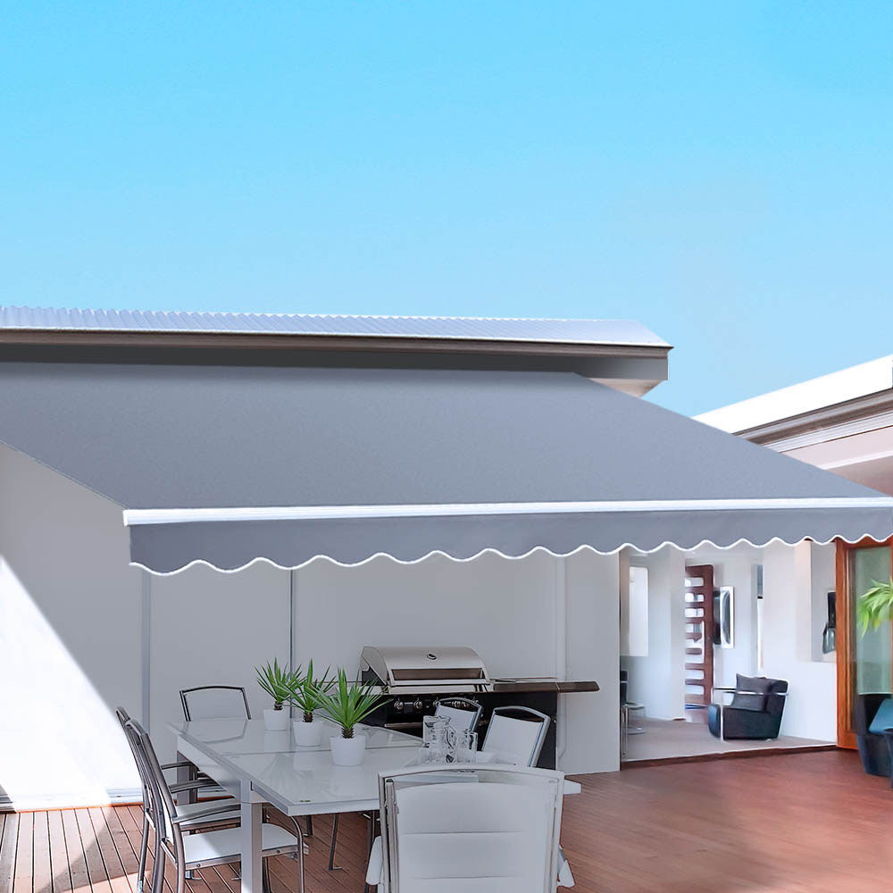 Instahut Retractable Folding Arm Awning Motorised Sunshade 4Mx3M Pearl Grey AWN-B-ARM-REMOTE-40X30-PEGR