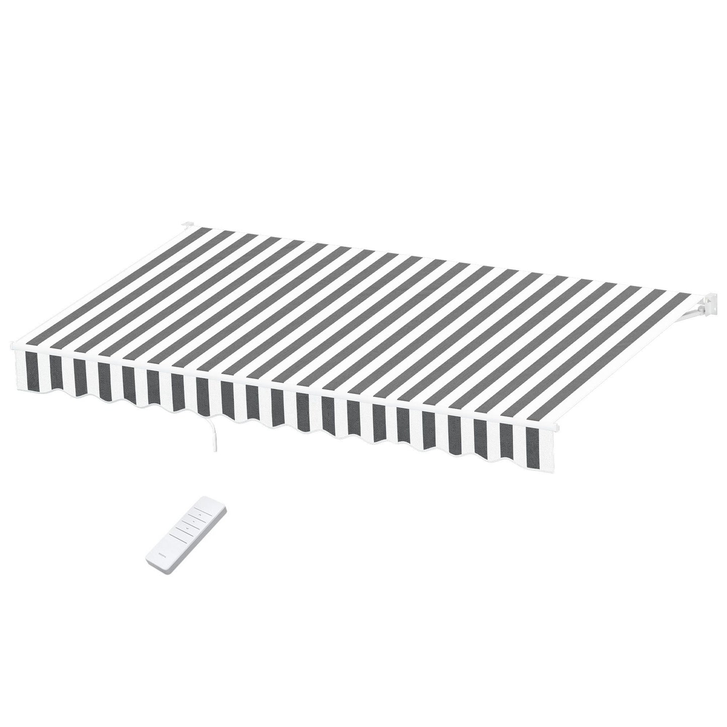 Instahut Retractable Folding Arm Awning Motorised Sunshade 4.5Mx3M Grey White AWN-B-ARM-REMOTE-45X30-GRWH