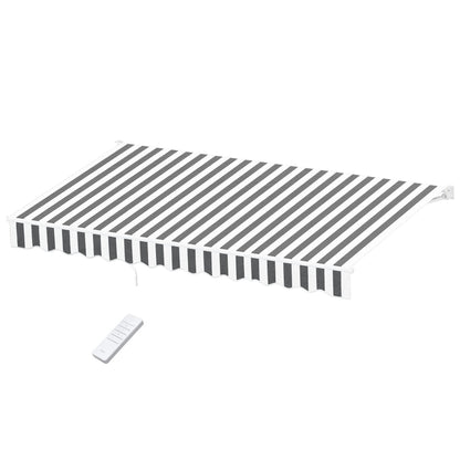Instahut Retractable Folding Arm Awning Motorised Sunshade 4.5Mx3M Grey White AWN-B-ARM-REMOTE-45X30-GRWH