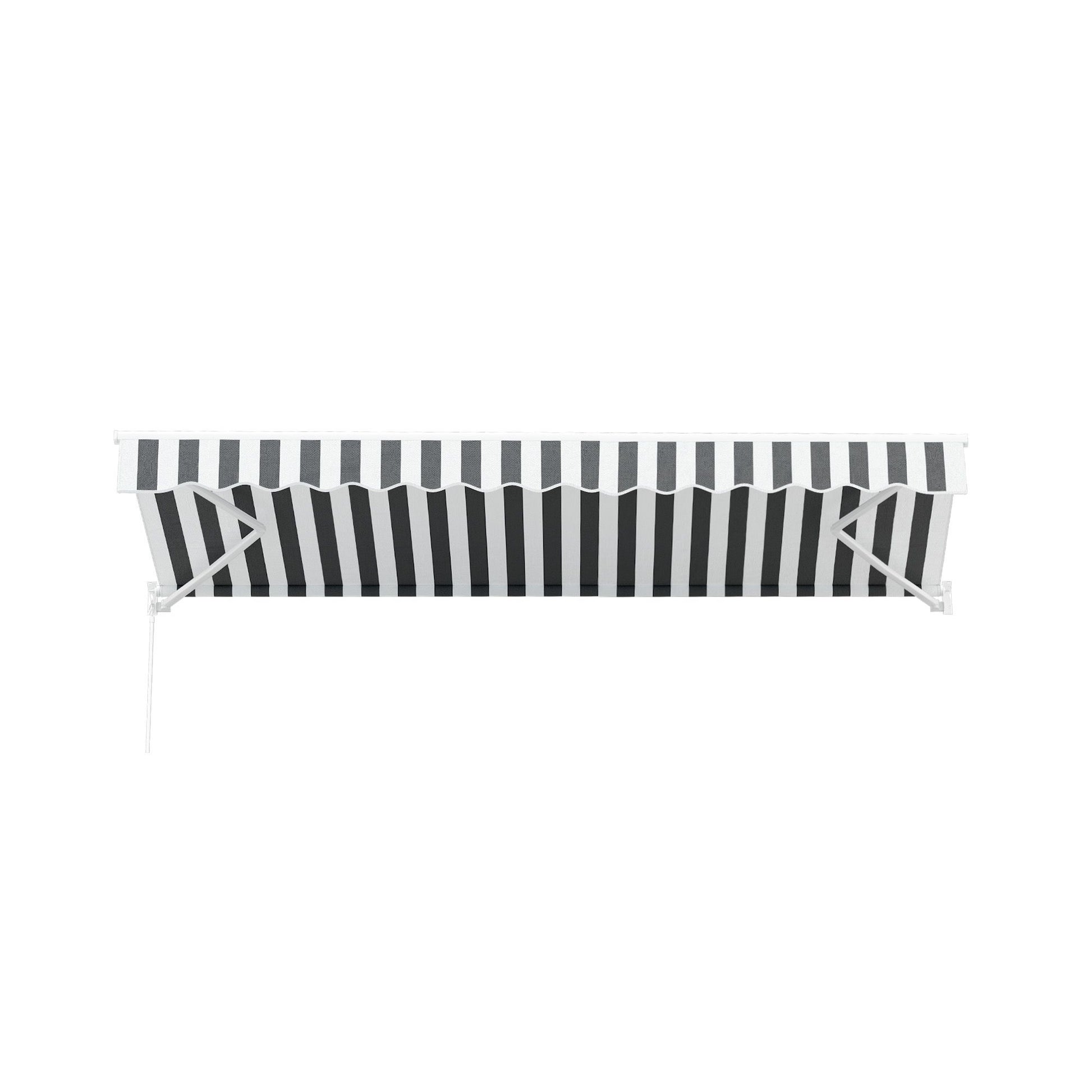 Instahut Retractable Folding Arm Awning Motorised Sunshade 4.5Mx3M Grey White AWN-B-ARM-REMOTE-45X30-GRWH