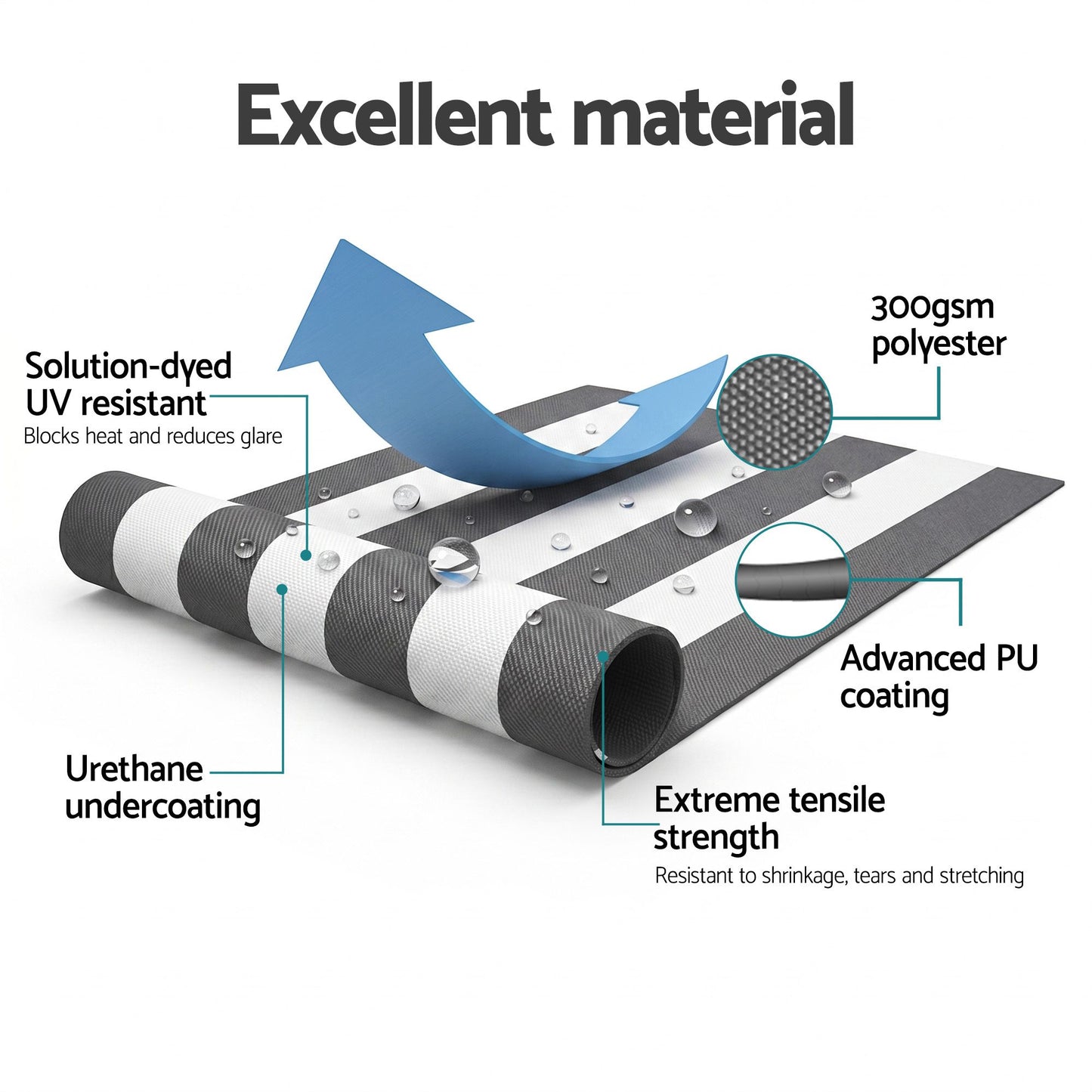 Instahut Retractable Folding Arm Awning Motorised Sunshade 4.5Mx3M Grey White AWN-B-ARM-REMOTE-45X30-GRWH
