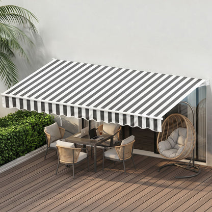 Instahut Retractable Folding Arm Awning Motorised Sunshade 4.5Mx3M Grey White AWN-B-ARM-REMOTE-45X30-GRWH