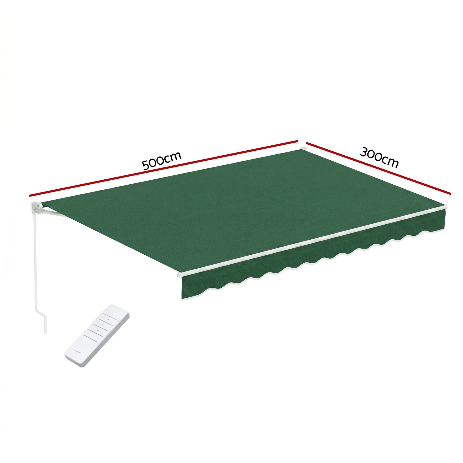 Instahut Retractable Folding Arm Awning Motorised Sunshade 5Mx3M Dark Green AWN-B-ARM-REMOTE-50X30-DKGN