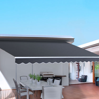 Instahut Retractable Folding Arm Awning Motorised Sunshade 5Mx3M Grey AWN-B-ARM-REMOTE-50X30-GREY