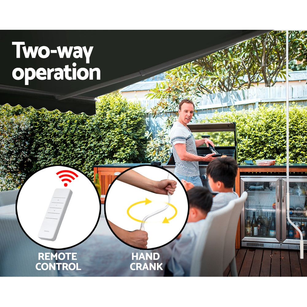 Instahut Retractable Folding Arm Awning Motorised Sunshade 5Mx3M Grey AWN-B-ARM-REMOTE-50X30-GREY