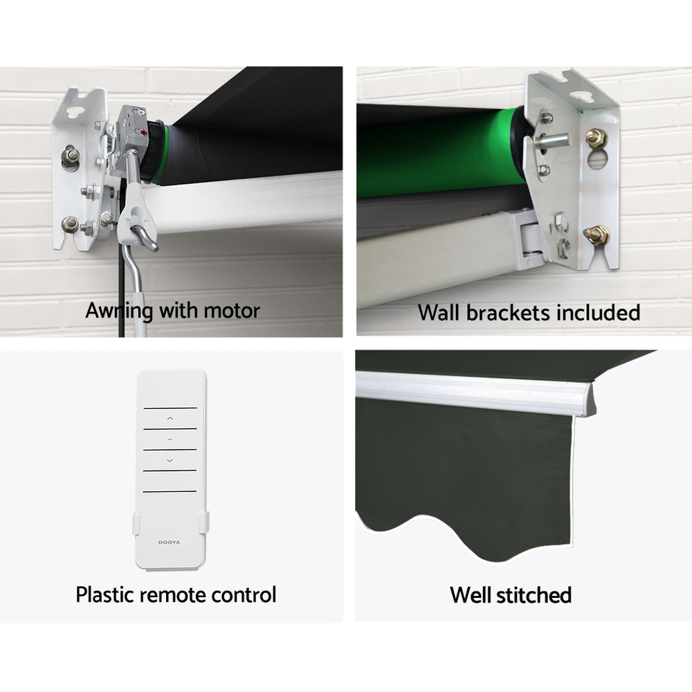 Instahut Retractable Folding Arm Awning Motorised Sunshade 5Mx3M Grey AWN-B-ARM-REMOTE-50X30-GREY