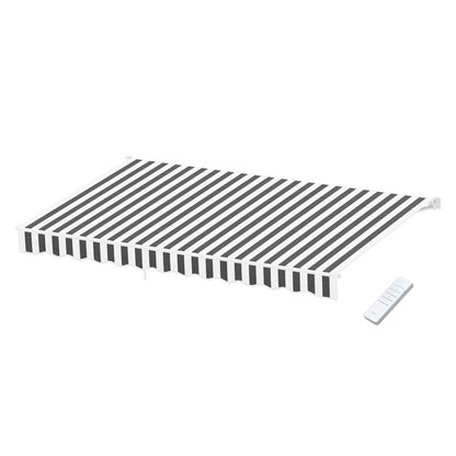 Instahut Retractable Folding Arm Awning Motorised Sunshade 5Mx3M Grey White AWN-B-ARM-REMOTE-50X30-GRWH