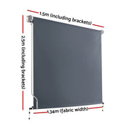 Instahut 1.5X2.5M Outdoor Blinds Awning Roll Down Canopy Retractable Outdoor Blinds Window Shade Grey AWN-B-DOWN-PS-15-GREY