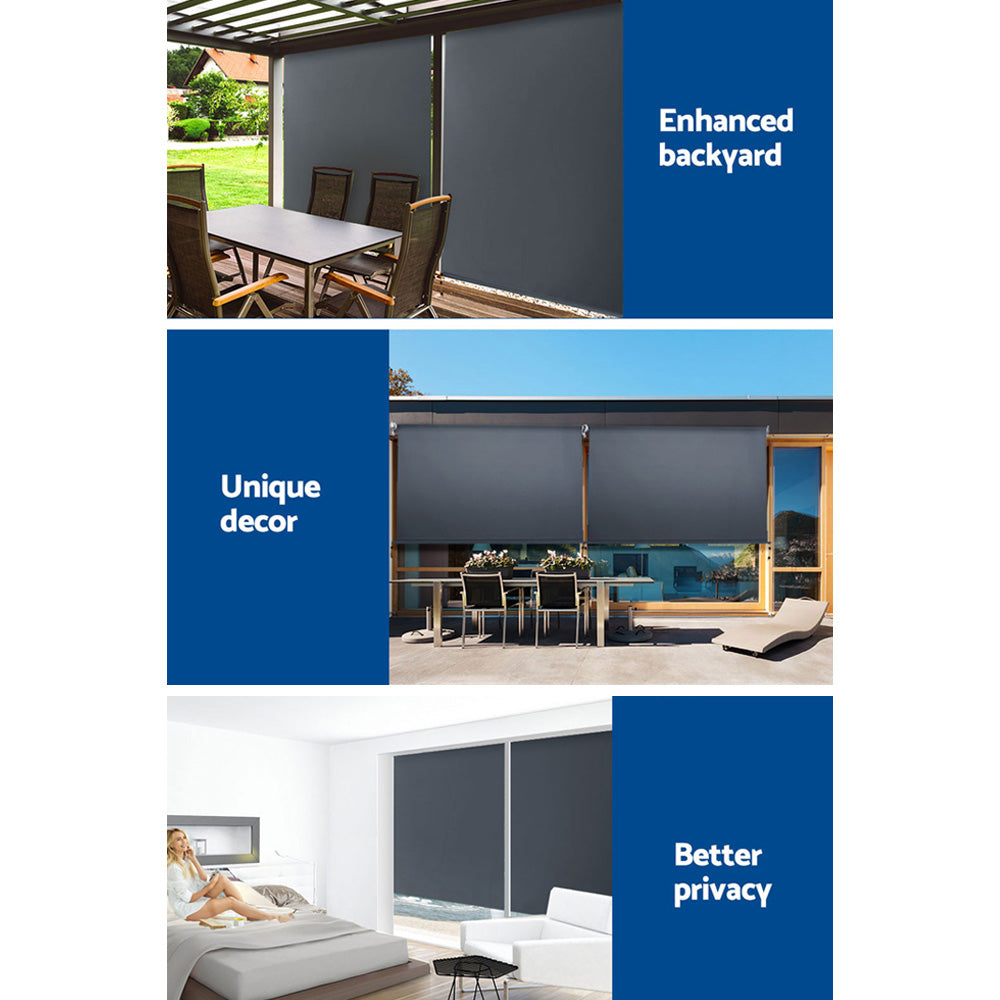 Instahut 1.8X2.5M Outdoor Blinds Awning Roll Down Canopy Retractable Outdoor Blinds Window Shade Grey AWN-B-DOWN-PS-18-GREY