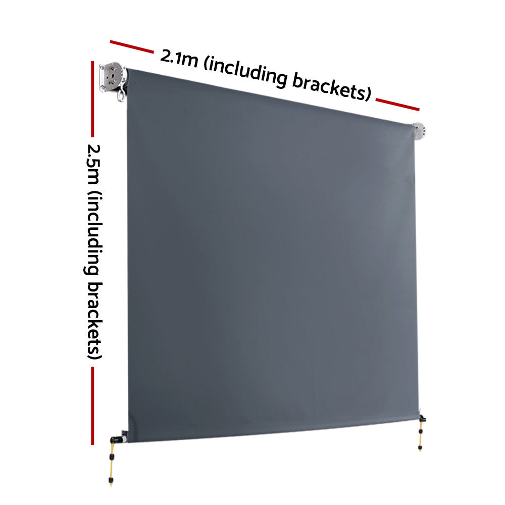 Instahut 2.1X2.5M Outdoor Blinds Awning Roll Down Canopy Retractable Outdoor Blinds Window Shade Grey AWN-B-DOWN-PS-21-GREY
