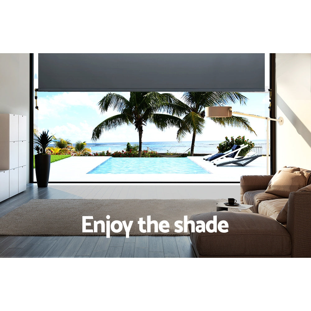 Instahut 2.1X2.5M Outdoor Blinds Awning Roll Down Canopy Retractable Outdoor Blinds Window Shade Grey AWN-B-DOWN-PS-21-GREY