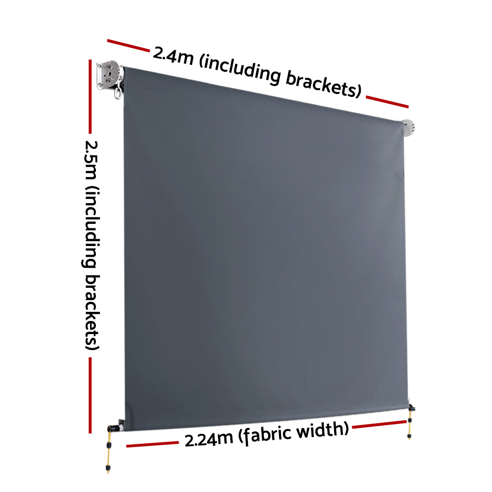 Instahut 2.4X2.5M Outdoor Blinds Awning Roll Down Canopy Retractable Outdoor Blinds Window Shade Grey AWN-B-DOWN-PS-24-GREY