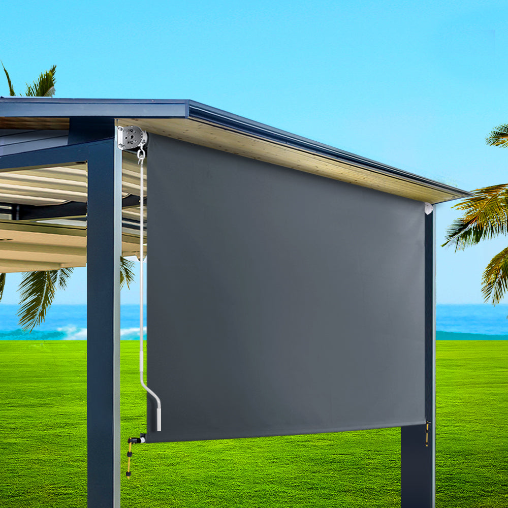 Instahut 2.7X2.5M Outdoor Blinds Awning Roll Down Canopy Retractable Outdoor Blinds Window Shade Grey AWN-B-DOWN-PS-27-GREY