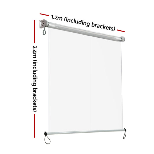 Instahut 1.2X2.4M Outdoor Blinds Clear Roll Down Awning Retractable Outdoor Blinds Water Wind Proof AWN-B-DOWN-PVC-12