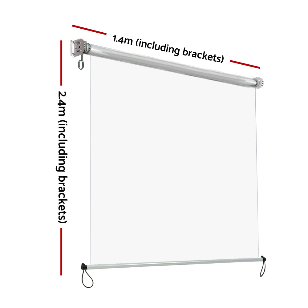 Instahut Outdoor Blinds Transparent Roll Down Awning Window Shade 1.4X2.4M AWN-B-DOWN-PVC-14