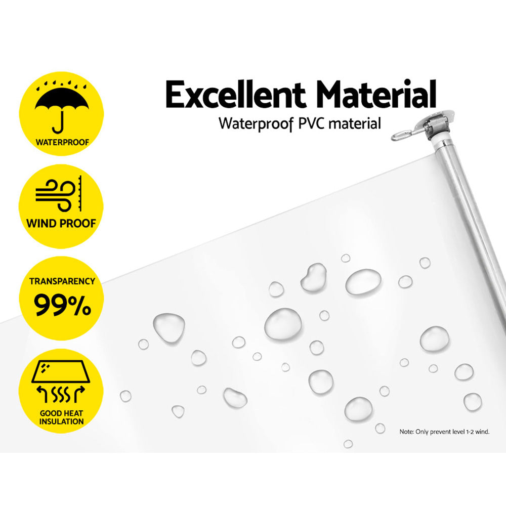 Instahut Outdoor Blinds Transparent Roll Down Awning Window Shade 1.4X2.4M AWN-B-DOWN-PVC-14