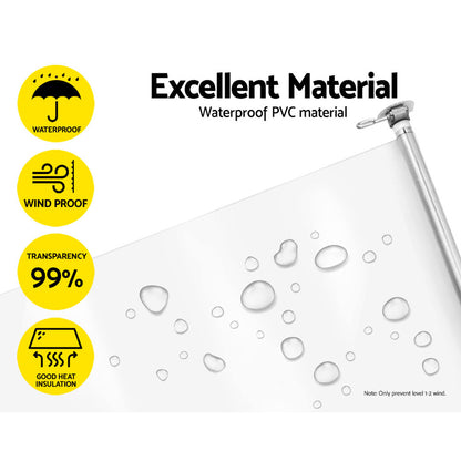 Instahut Outdoor Blinds Transparent Roll Down Awning Window Shade 1.4X2.4M AWN-B-DOWN-PVC-14