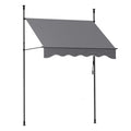 Instahut Window Fixed Pivot Arm Awning Outdoor Door Canopy 2X1.8M Grey AWN-B-FIXED-POLE-12-GY