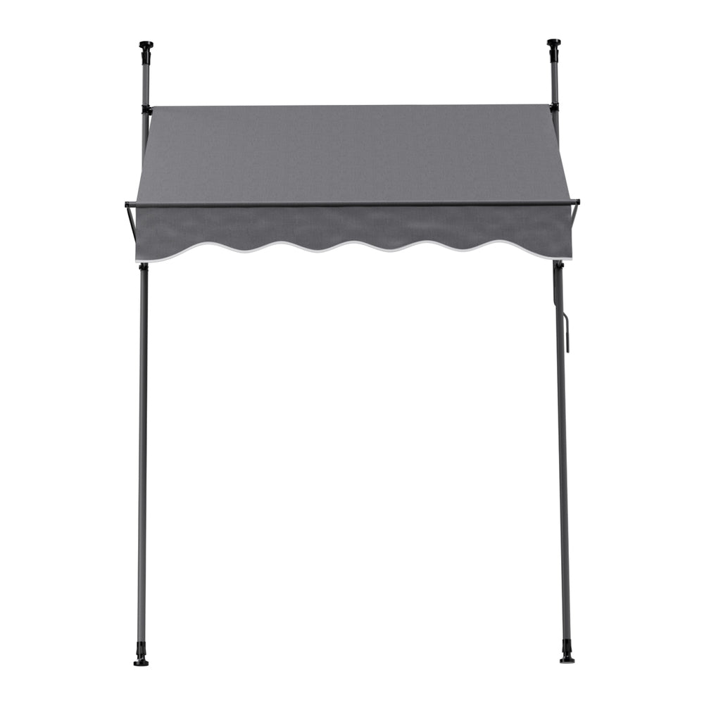 Instahut Window Fixed Pivot Arm Awning Outdoor Door Canopy 2X1.8M Grey AWN-B-FIXED-POLE-12-GY