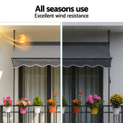 Instahut Window Fixed Pivot Arm Awning Outdoor Door Canopy 2X1.8M Grey AWN-B-FIXED-POLE-12-GY