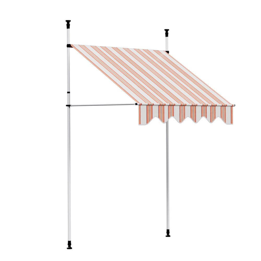 Instahut Window Fixed Pivot Arm Awning Outdoor Door Canopy 2X1.8M Beige/Brown AWN-B-FIXED-PS-12-MC
