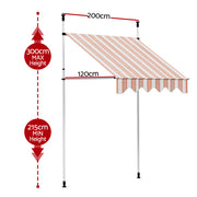Instahut Window Fixed Pivot Arm Awning Outdoor Door Canopy 2X1.8M Beige/Brown AWN-B-FIXED-PS-12-MC