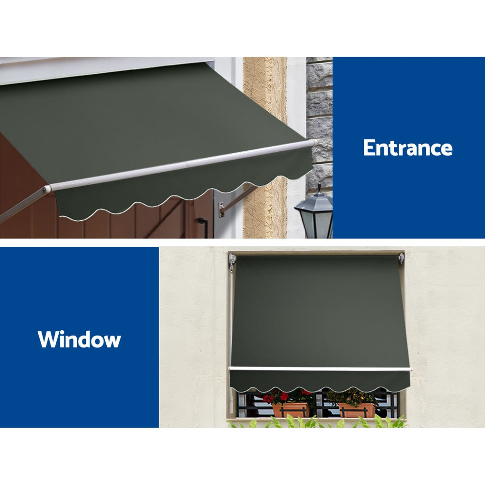 Instahut Window Fixed Pivot Arm Awning Outdoor Blinds Retractable Canopy1.5X2.1M AWN-B-FIXED-PS-15-GREY