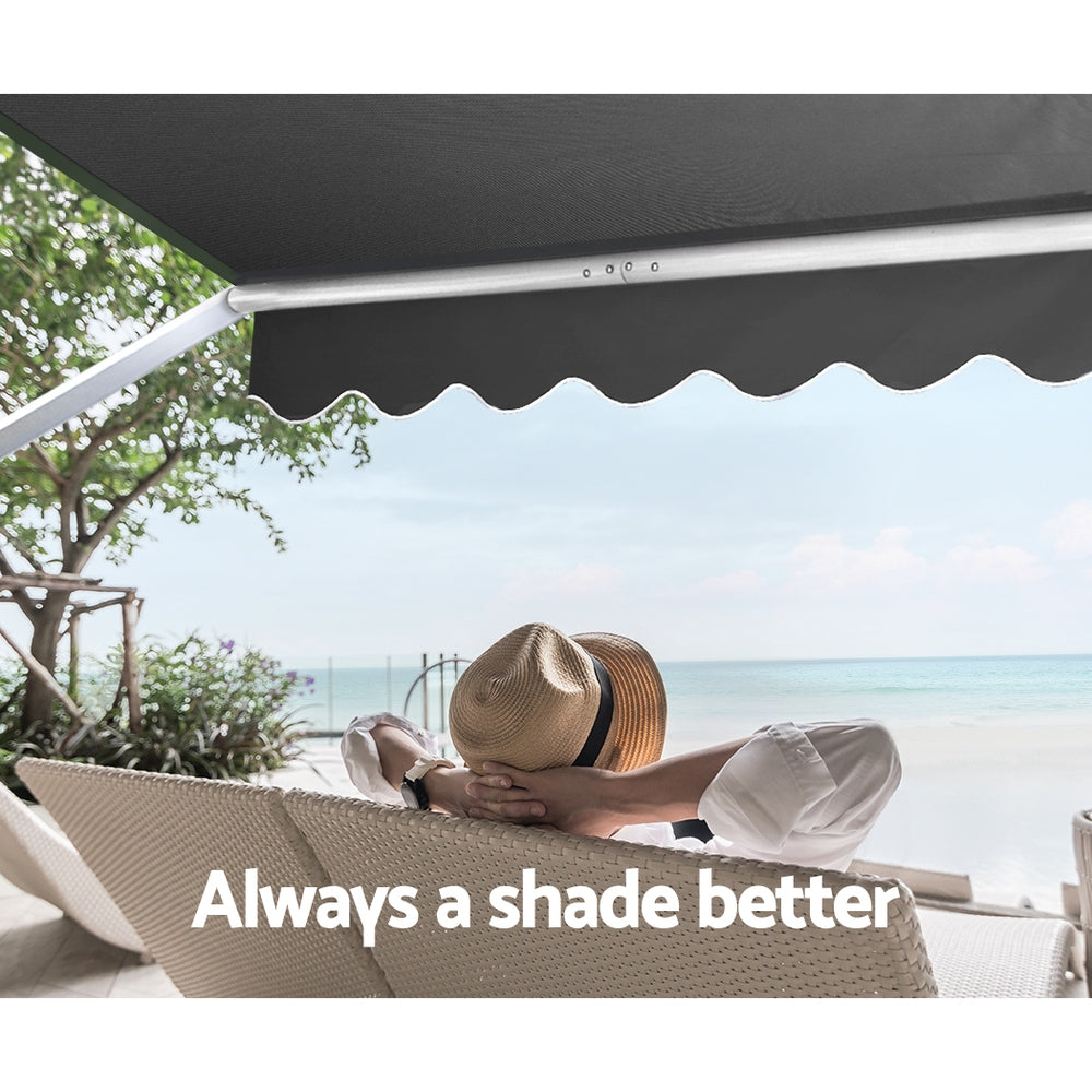 Instahut Window Fixed Pivot Arm Awning Outdoor Blinds Retractable Canopy1.8X2.1M AWN-B-FIXED-PS-18-GREY