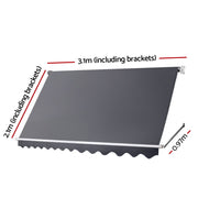 Instahut Window Fixed Pivot Arm Awning Outdoor Blinds Retractable Canopy3.1X2.1M AWN-B-FIXED-PS-31-GREY