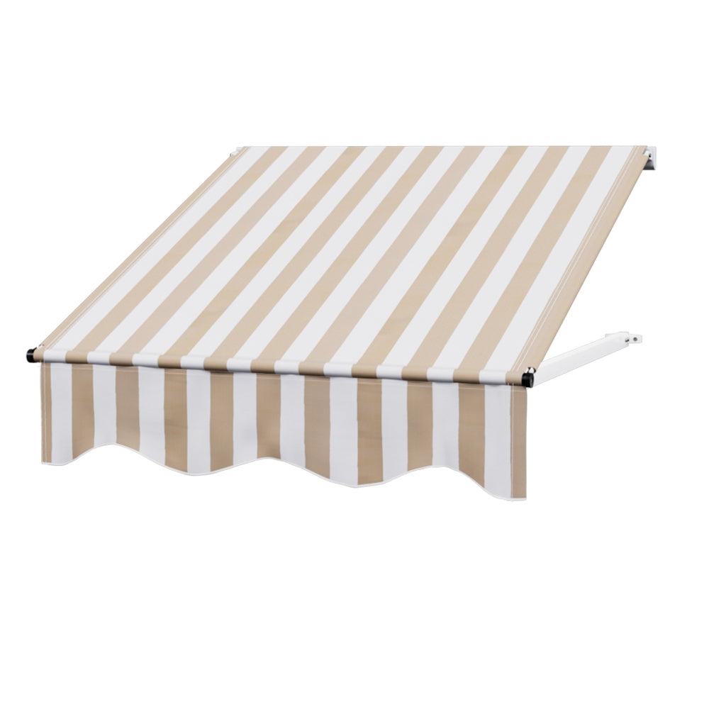 Instahut Window Door Awning 1mx1m Beige White Polyester Fabric Aluminum Frame AWN-B-PS-1X1-BEWH