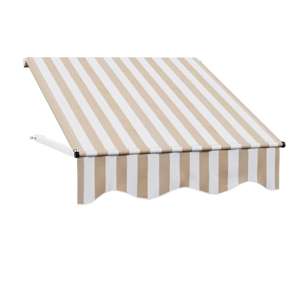 Instahut Window Door Awning 1mx1m Beige White Polyester Fabric Aluminum Frame AWN-B-PS-1X1-BEWH