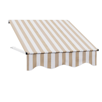 Instahut Window Door Awning 1mx1m Beige White Polyester Fabric Aluminum Frame AWN-B-PS-1X1-BEWH