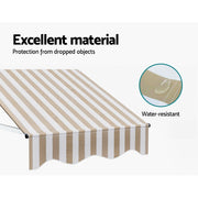 Instahut Window Door Awning 1mx1m Beige White Polyester Fabric Aluminum Frame AWN-B-PS-1X1-BEWH