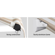 Instahut Window Door Awning 1mx1m Beige White Polyester Fabric Aluminum Frame AWN-B-PS-1X1-BEWH